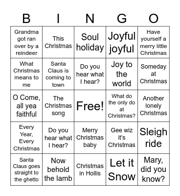 Urban Christmas Bingo Card