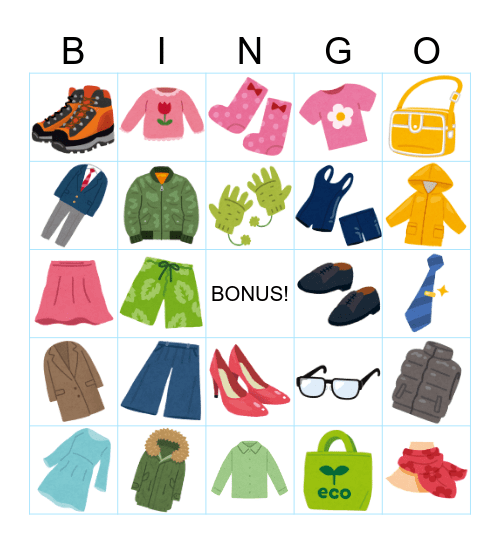 Les vêtements Bingo Card