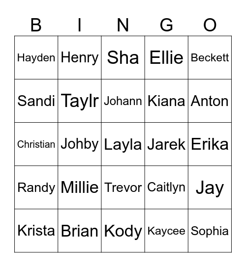 Clegg Christmas Bingo Card