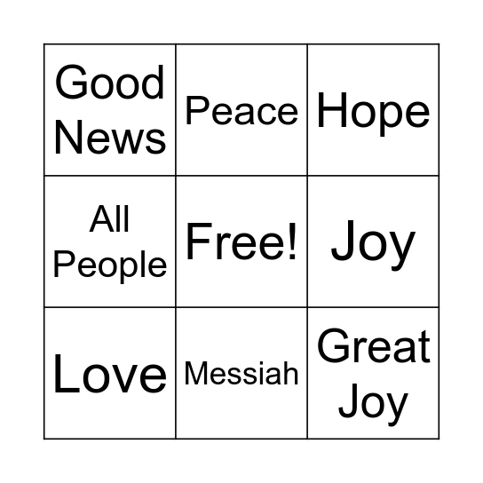 Joy Bingo Card