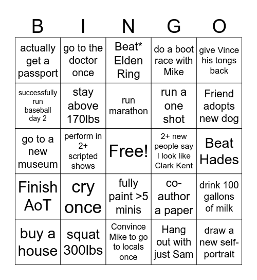 2025 Bingo Card