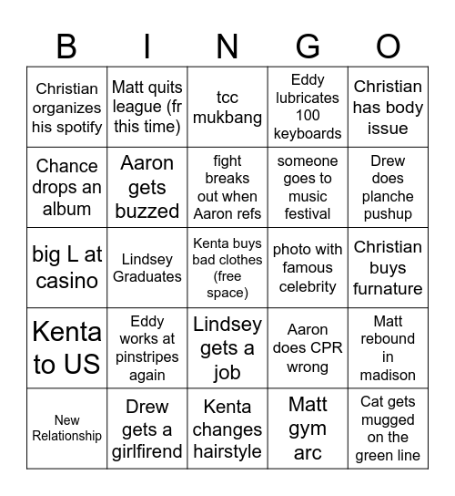 TCC BINGO 2025 draft Bingo Card