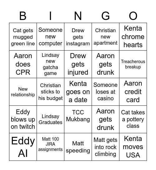 TCC Bingo 2024 Bingo Card