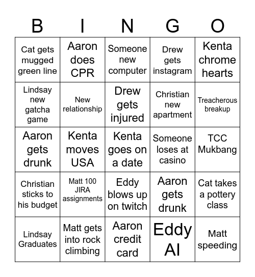 TCC Bingo 2024 Bingo Card