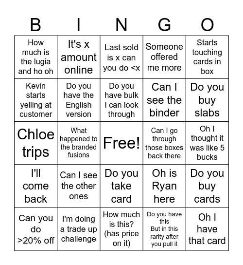 Frank's Christmas Bingo Card