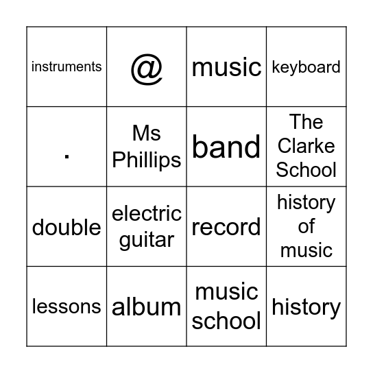 Prep2U3 Listening Vocabulary Bingo Card