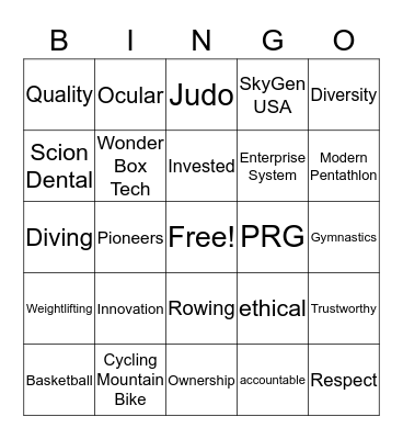 Team Go-Getters Bingo Card