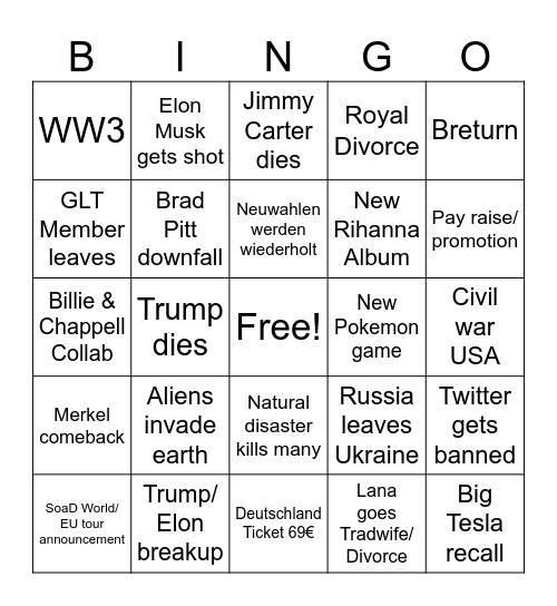 Sophie's 2025 Bingo Card