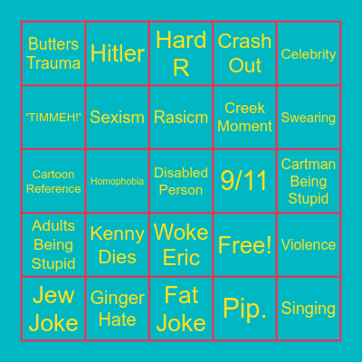 South Park Bingo Card