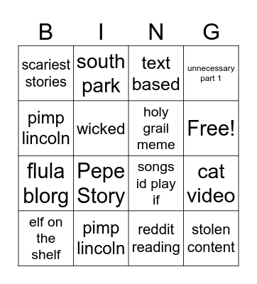 Tiktok Bingo Card