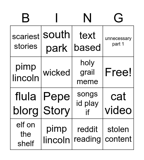 Tiktok Bingo Card