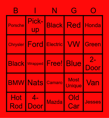 PDX Cars & Coffee Bingo Card