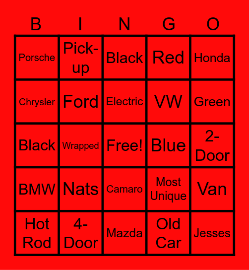 PDX Cars & Coffee Bingo Card
