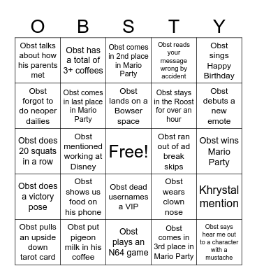 BingObst Bingo Card