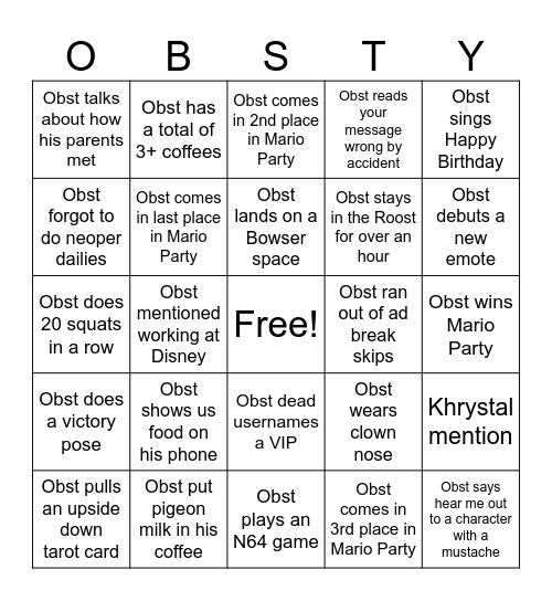 BingObst Bingo Card