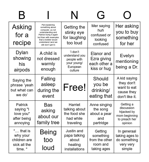 Bingoxmas Bingo Card