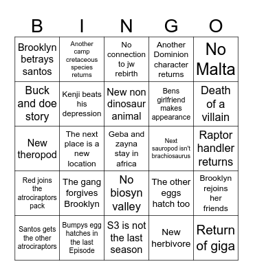 Chaos theory s3 bingo Card