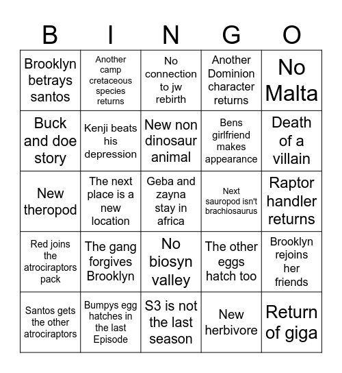 Chaos theory s3 bingo Card