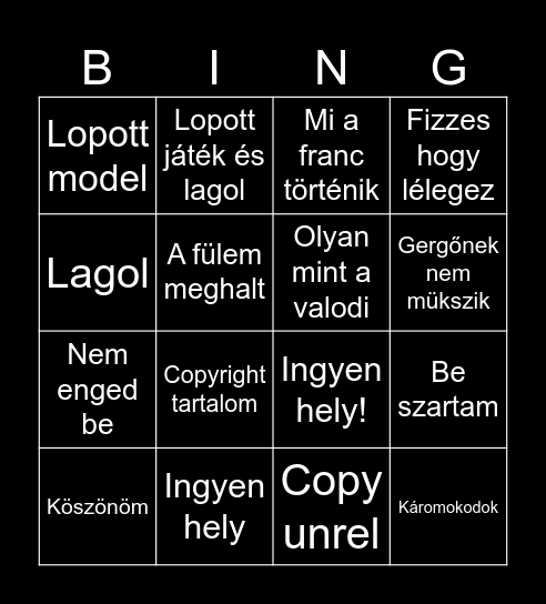 Ratyi Roblox Bingo Card