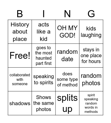Sam and colby bingo Card