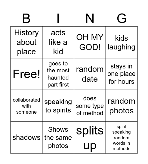 Sam and colby bingo Card