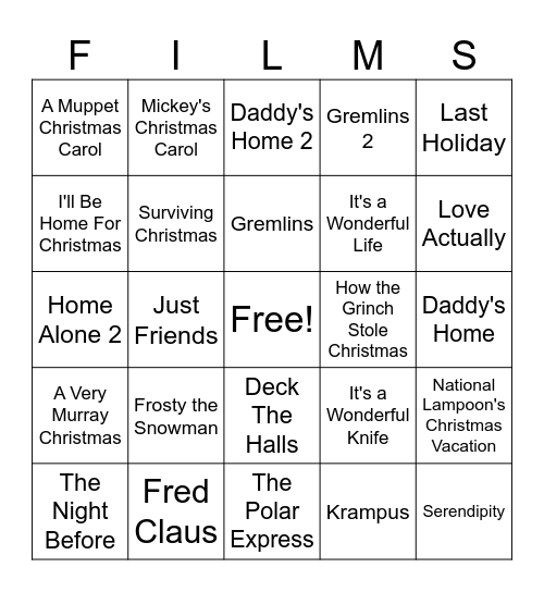 Movies_12212024_XMAS Bingo Card