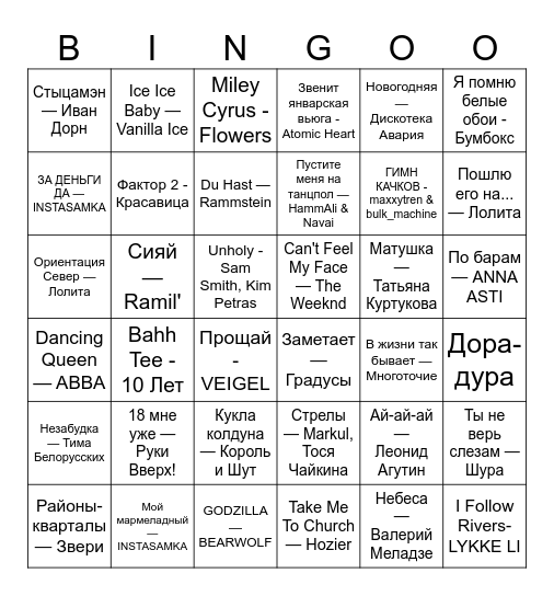 Новый год 2025 Bingo Card