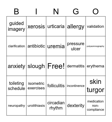Nursing Geriatrics Week 2 Bingo Card