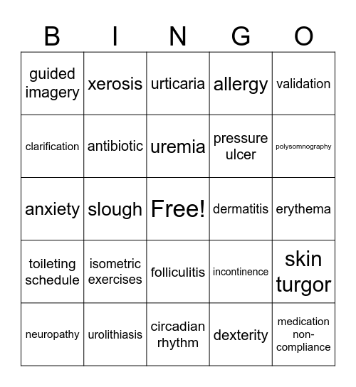 Nursing Geriatrics Week 2 Bingo Card
