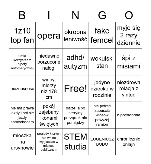 janina Bingo Card