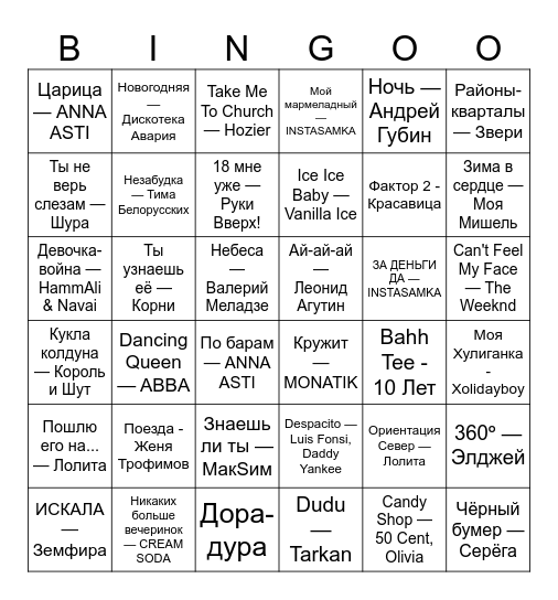 Новый год 2025 Bingo Card