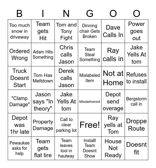 Mason Bingo Card