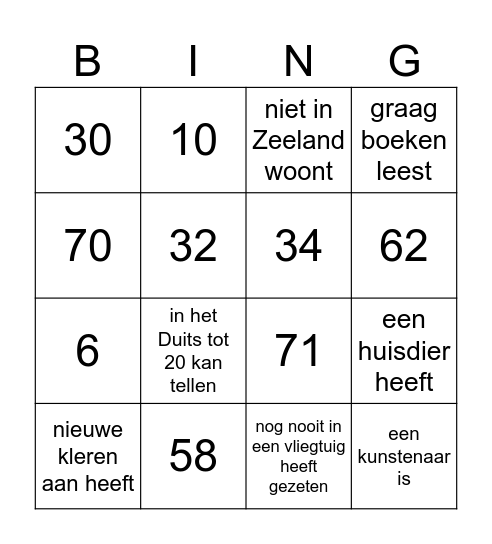 Wie is er ... jaar oud? Bingo Card