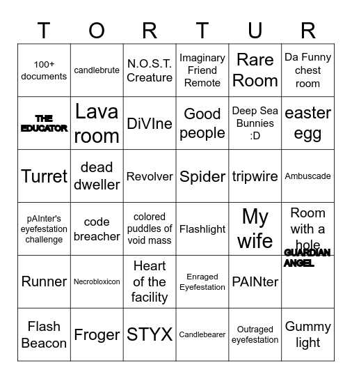 Pressure T O R T U RE Bingo Card