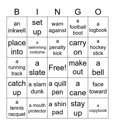 prepositonal verbs Bingo Card