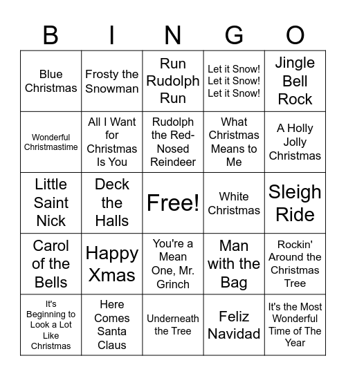 Christmas Bingo Card