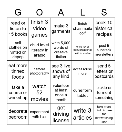 2025 Bingo Card