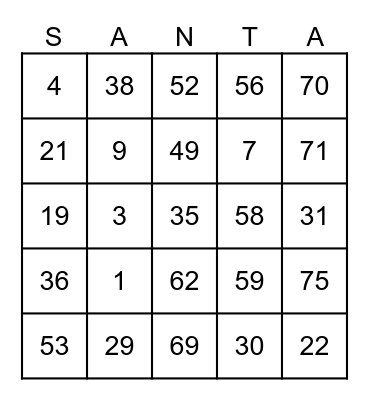 VIANT CHRISTMAS BINGO Card