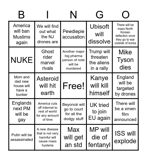 2025 Bingo Card