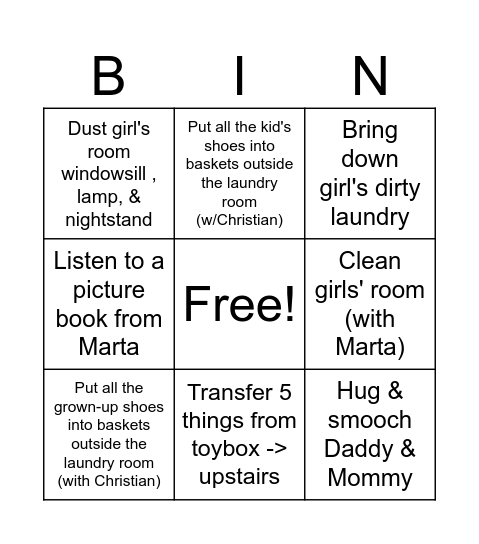 Mary Bingo Card