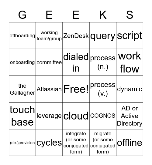 SITS' "Alleviate Your Boredom" Bingo Card Bingo Card