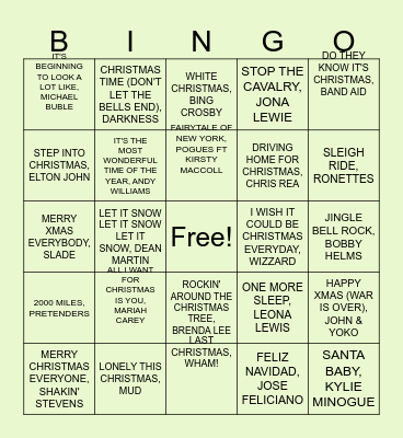 Crimbo Bingo Card