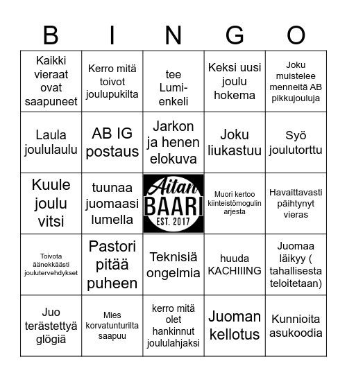 Joulubingo Card