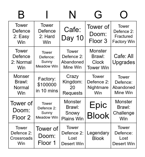 Blooket Bingo Card