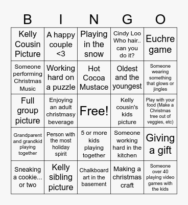 Kelly Christmas Photo Bingo 24 Bingo Card