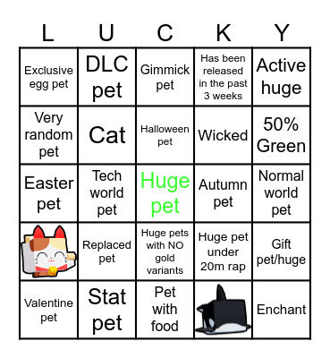 Pet Simulator Bingo! Bingo Card
