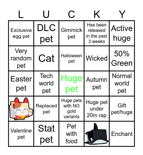 Pet Simulator Bingo! Bingo Card