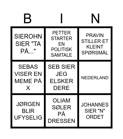 JINGLER BINGO Card