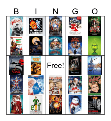 Christmas Movies Bingo Card