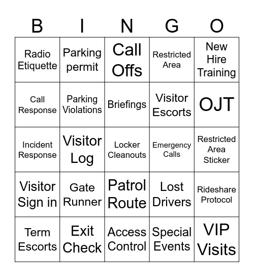 Marksman Bingo Card